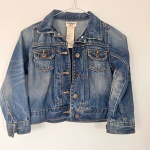 Vintage OshKosh B'gosh Blue Denim Jacket for Kids with cartoon back patch